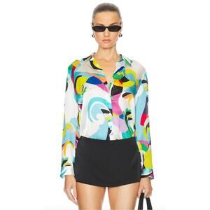 L’AGENCE Tyler Silk Charmeuse Blouse Multi Kaleidoscope Size Small